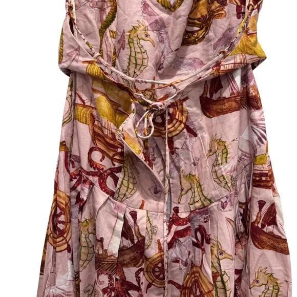 NWT Farm Rio Strappy Linen Maxi Dress Nautical Wonder Casual Beach Pink Sz XL - Picture 11 of 16